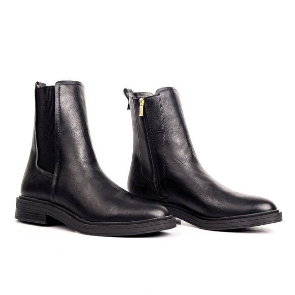 Kenneth Cole Women Anabelle Black Faux Leather Dress Office Chelsea Boots sz 12 - Picture 1 of 7